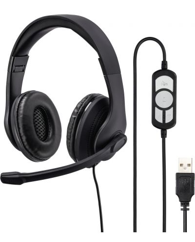 Ακουστικά με μικρόφωνο Hama - HS-USB300, μαύρα - 3
