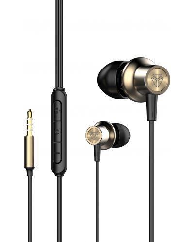 Ακουστικά με μικρόφωνο Yenkee - 405GD Hi, χρυσαφί - 1