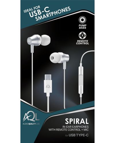 Ακουστικά με μικρόφωνο Cellularline - AQL Spiral Type-C, άσπρα - 2