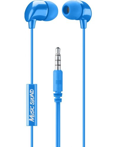 Ακουστικά με μικρόφωνο Cellularline - Music Sound 3.5 mm, μπλε - 1