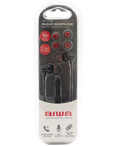 Ακουστικά με μικρόφωνο Aiwa - ESTM-50BK, μαύρα - 3