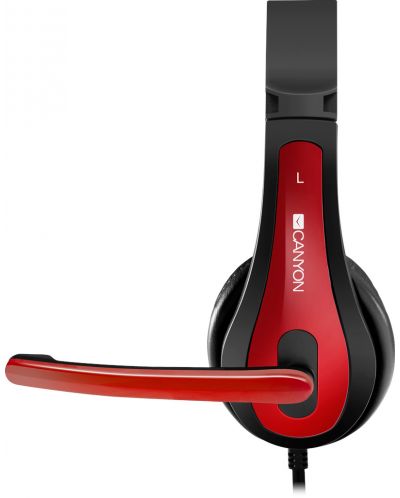 Ακουστικά με μικρόφωνο Canyon - HSC-1, κόκκινα - 4