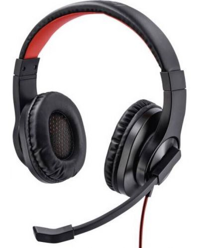 Ακουστικά με μικρόφωνο Hama - HS-USB400, μαύρα/κόκκινα - 1