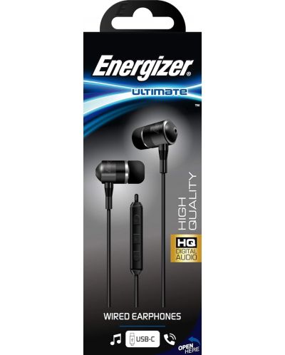 Ακουστικά με μικρόφωνο Energizer - UIC30BK, μαύρα  - 2