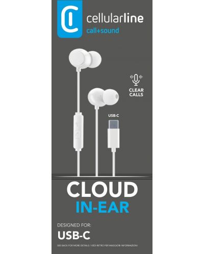 Ακουστικά με μικρόφωνο Cellularline - Cloud, λευκό - 2