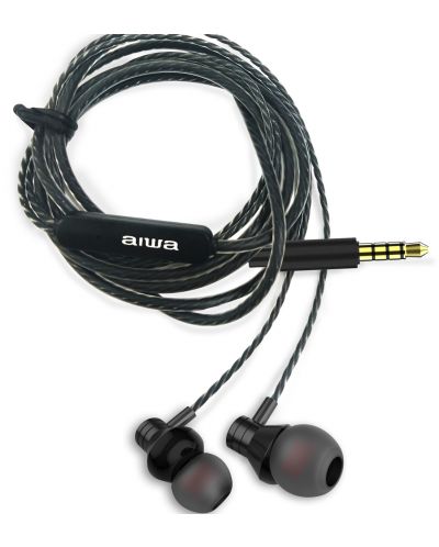 Ακουστικά με μικρόφωνο Aiwa - ESTM-50BK, μαύρα - 2