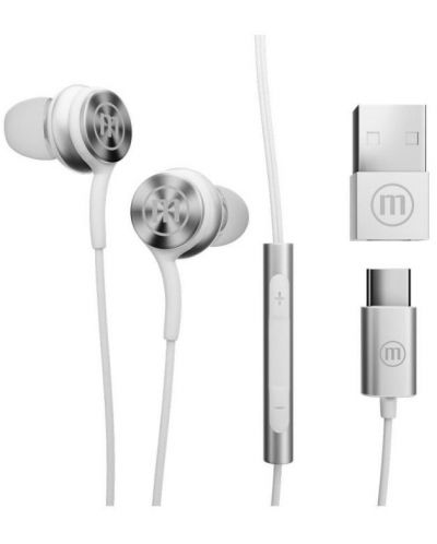 Ακουστικά με μικρόφωνο Maxell - XC1 USB-C, άσπρα - 1