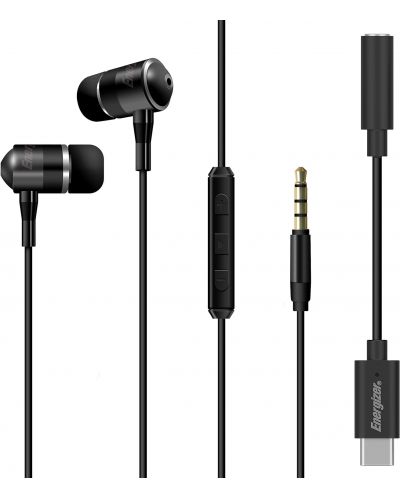 Ακουστικά με μικρόφωνο Energizer - UIC30BK, μαύρα  - 1