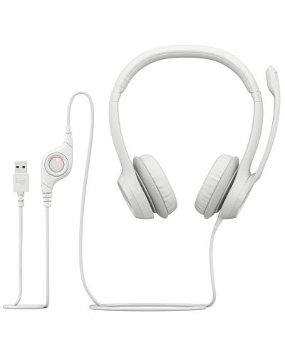 Ακουστικά με μικρόφωνο Logitech - H390, λευκό - 5