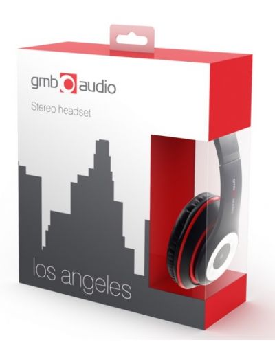Ακουστικά με μικρόφωνο Gembird - MHS-LAX-W, μαύρο/κόκκινο - 3