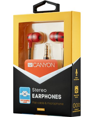 Ακουστικά με μικρόφωνο Canyon - SEP-4, κόκκινα - 3