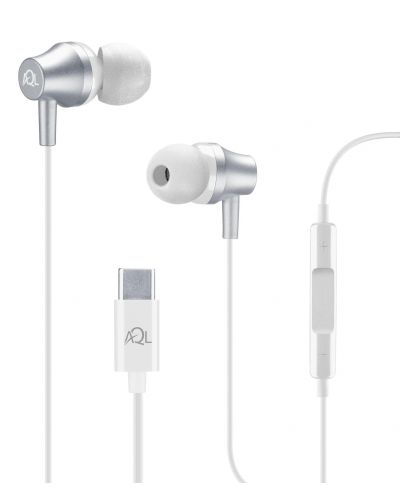 Ακουστικά με μικρόφωνο Cellularline - AQL Spiral Type-C, άσπρα - 1
