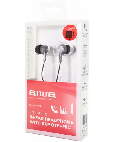 Ακουστικά με μικρόφωνο Aiwa - ESTM-100TN, γκρι - 4
