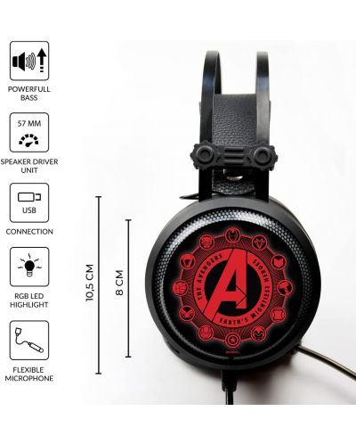 Ακουστικά με μικρόφωνο Marvel - Avengers, μαύρο - 3
