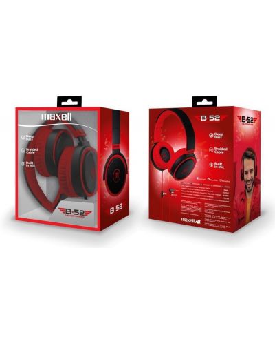 Ακουστικά με μικρόφωνο Maxell - B52, κόκκινα/μαύρα - 2