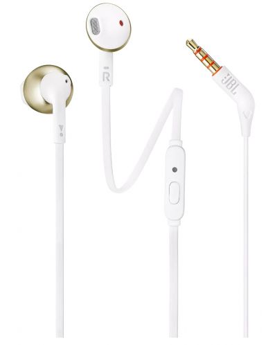 Ακουστικά με μικρόφωνο JBL - Tune 205, άσπρα/χρυσαφί - 2