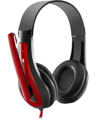 Ακουστικά με μικρόφωνο Canyon - HSC-1, κόκκινα - 2