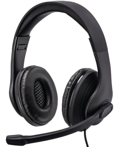 Ακουστικά με μικρόφωνο Hama - HS-USB300, μαύρα - 1