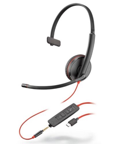 Ακουστικά με μικρόφωνο Poly - Blackwire C3215, USB-C, 3.5 mm, μαύρο - 1