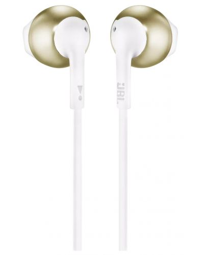 Ακουστικά με μικρόφωνο JBL - Tune 205, άσπρα/χρυσαφί - 1