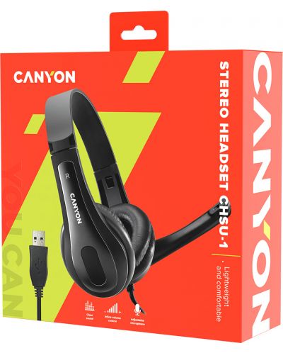 Ακουστικά με μικρόφωνο Canyon - CHSU-1, μαύρα - 5