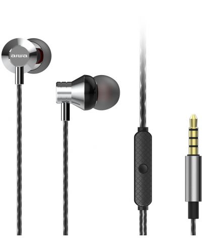 Ακουστικά με μικρόφωνο Aiwa - ESTM-50SL, ασημί - 1