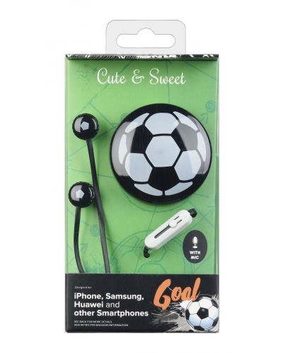 Παιδικά ακουστικά Cellularline - Cute & Sweet Goal, μαύρα - 1