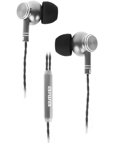 Ακουστικά με μικρόφωνο Aiwa - ESTM-100TN, γκρι - 1