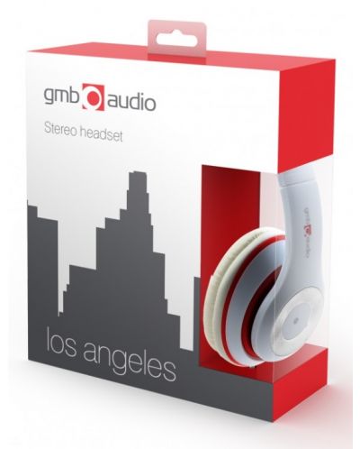 Ακουστικά με μικρόφωνο Gembird - MHS-LAX-W,λευκό/κόκκινο - 3