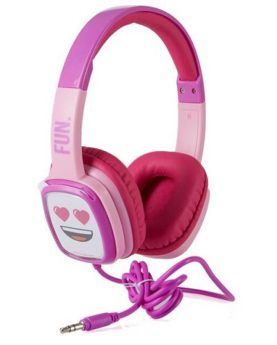 Παιδικά ακουστικά με μικρόφωνο Emoji - Flip n Switch, ροζ/μωβ - 1