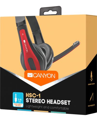 Ακουστικά με μικρόφωνο Canyon - HSC-1, κόκκινα - 6