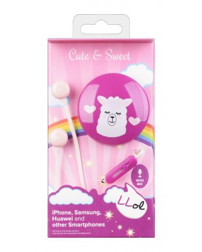 Παιδικά ακουστικά Cellularline - Cute & Sweet Lama, ροζ - 1