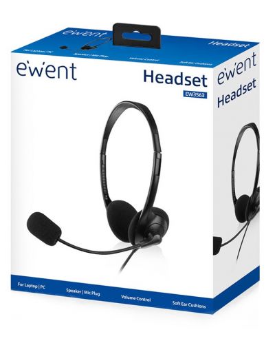 Ακουστικά με μικρόφωνο  Ewent - EW3563, μαύρα  - 4