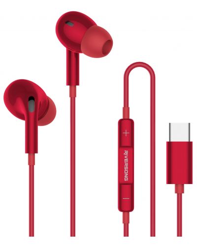 Ακουστικά με μικρόφωνο Riversong - Melody T1+, κόκκινα  - 1