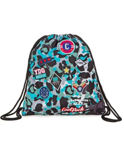 Αθλητική τσάντα με δεσμούς Cool Pack Spring - Camo Blue Badges - 1