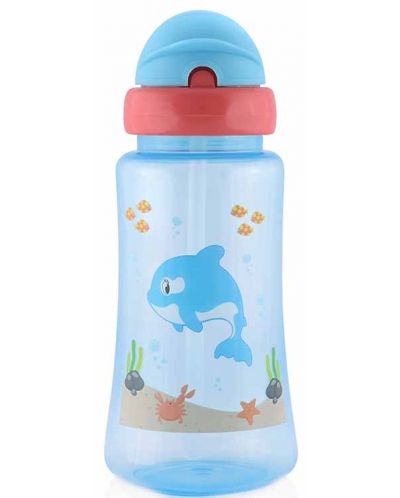 Αθλητικό μπουκάλι με καλαμάκι Lorelli Baby Care - 330 ml, Μπλε - 1