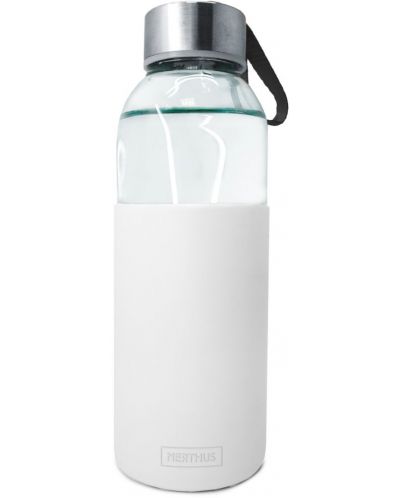 Γυάλινο μπουκάλι Nerthus - Λευκό, προστατευτικό σιλικόνης, 400 ml - 1