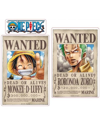 Αυτοκόλλητα ABYstyle Animation: One Piece - Luffy & Zoro Wanted Posters - 1