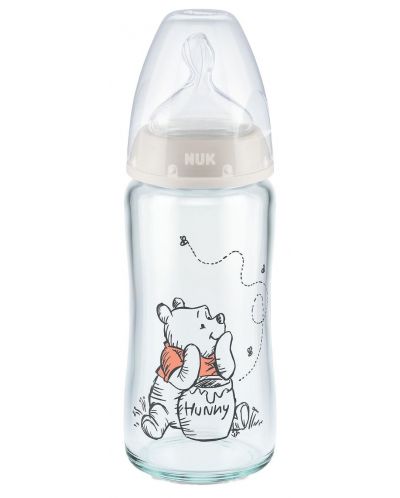 Μπιμπερό γυάλινο NUK First Choice - Temperature Control,0-6 μηνών, 240 ml, Winnie the Pooh - 1
