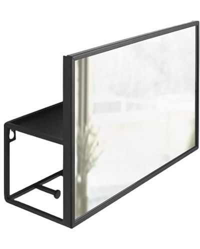 Οργανωτής τοίχου με καθρέφτη και κρεμάστρες Umbra - Cubiko, μαύρος - 1