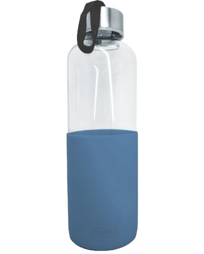 Γυάλινο μπουκάλι Nerthus - Μπλε, προστατευτικό σιλικόνης, 600 ml - 1