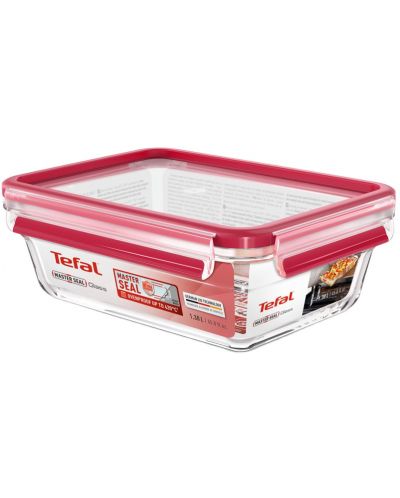 Κουτί φαγητού γυάλινο Tefal - Clip & Close, 1.3 L, κόκκινο - 2