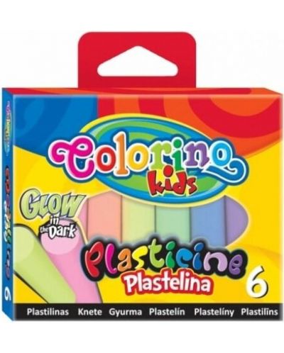 Φωτιζόμενη πλαστελίνη Colorino Kids - Glow in the Dark,6 χρώματα - 1