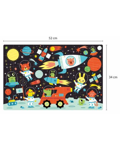 Φωτιζόμενο παζλ Apli Kids - Διάστημα, 60 κομμάτια, με αφίσα - 2