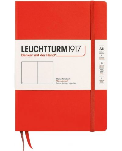 Σημειωματάριο Leuchtturm1917 New Colours - А5, με λευκές σελίδες, Lobster, σκληρό εξώφυλλο - 1