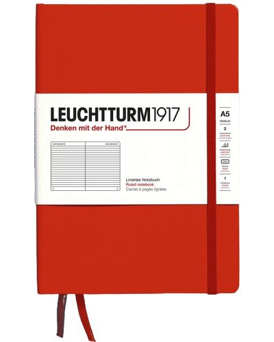 Σημειωματάριο Leuchtturm1917 Natural Colors - A5, κόκκινο, με γραμμές, σκληρό εξώφυλλο - 1