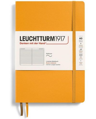 Σημειωματάριο Leuchtturm1917 Rising Colors - A5, оранжев, σε γραμμές, μαλακό εξώφυλλο - 1