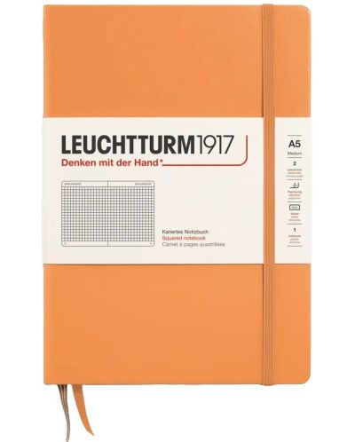 Σημειωματάριο Leuchtturm1917 New Colours - А5, τετράγωνες σελίδες, Apricot, σκληρόδετο - 1