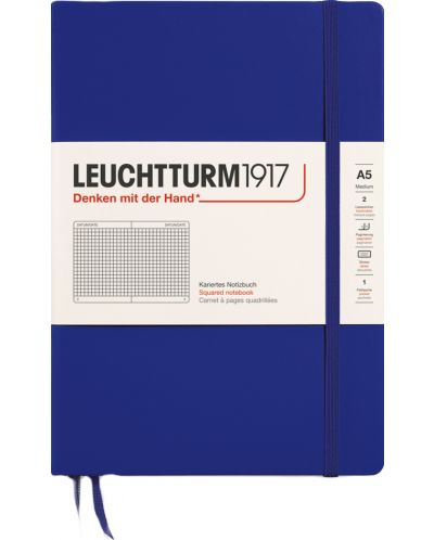 Σημειωματάριο Leuchtturm1917 New Colours - А5, τετραγωνισμένες σελίδες, Ink - 1