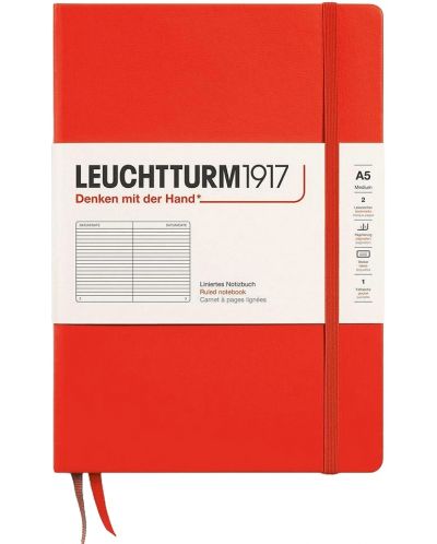 Σημειωματάριο Leuchtturm1917 New Colors - A5, σελίδες γραμμών, Lobster, σκληρό εξώφυλλο - 1
